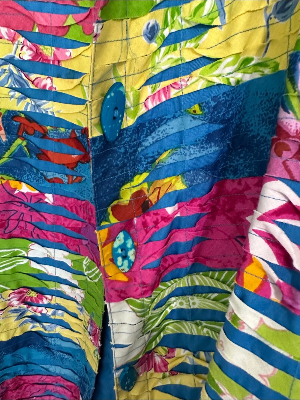 Tropical Stripe Relaxed Blazer Jacket in Blue, Pink & Green - Picture 4 of 4